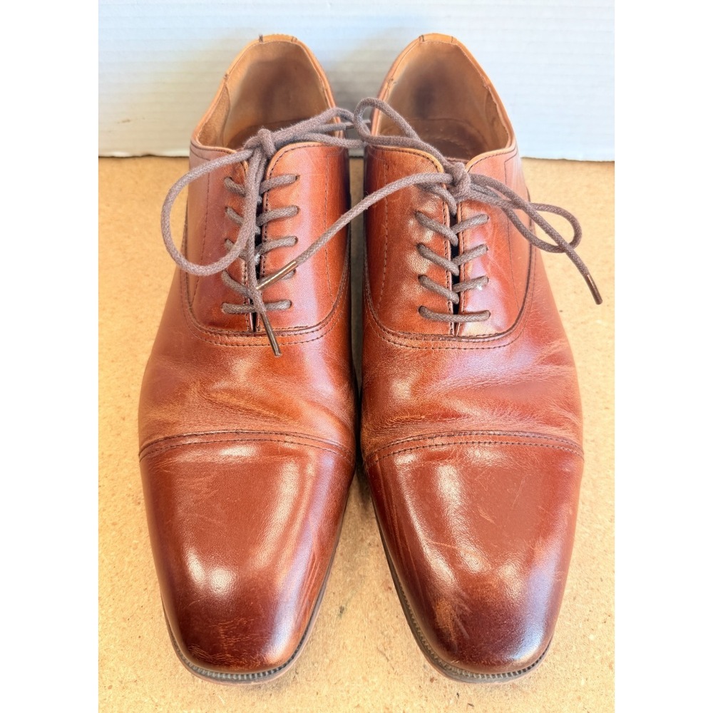 Mens Sz 9D Florsheim Brown Leather Cap Toe Oxford Lace Up‎ Dress Shoes - Picture 2 of 9